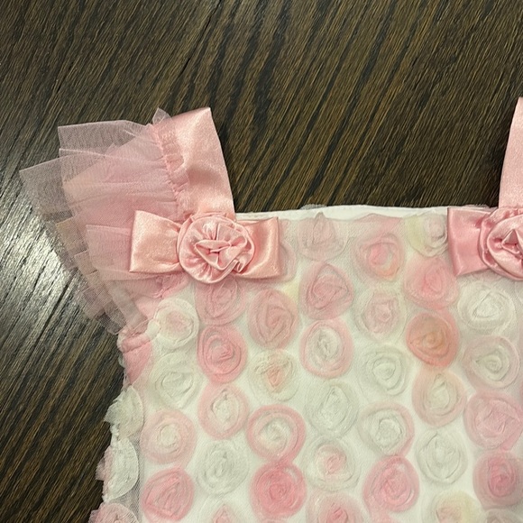 Pink and White Rosette Dress Size 3T - Picture 2 of 5